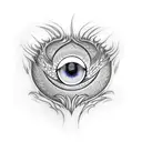 smaug eye with scales and flames tattoo design idea