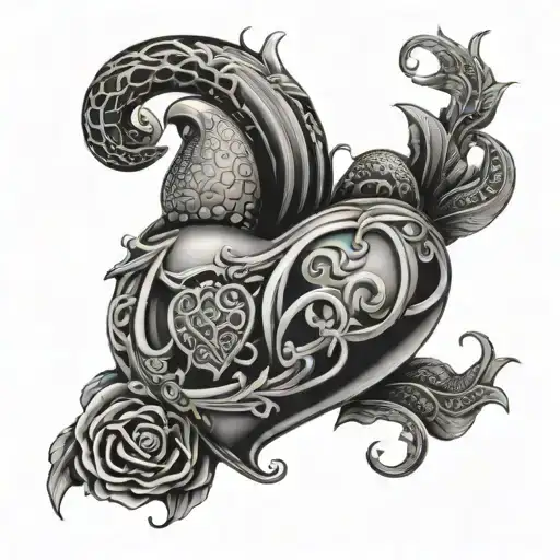 immaculate heart wrapped by black snake tattoo design idea