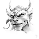 Loki's mischievous smile with a hidden dagger tattoo design idea