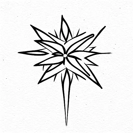 north star with flowers tattoo design idea
