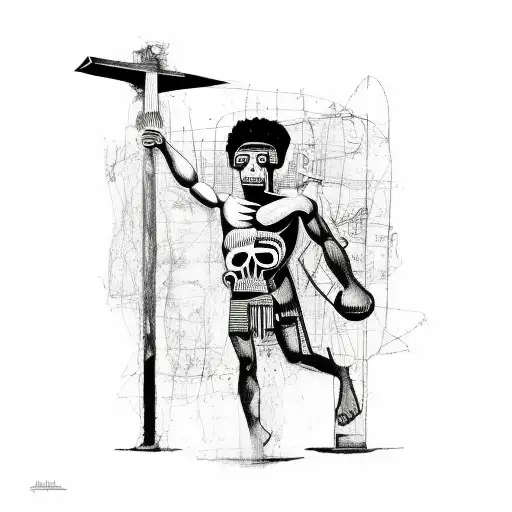 atlas greek mythology in Jean-Michel Basquiats style tattoo design idea