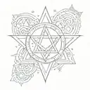 Star of David with star sign Cancer, Libra, Gemini, Sagittarius, Scorpio, Taurus and Leo in it tattoo design idea