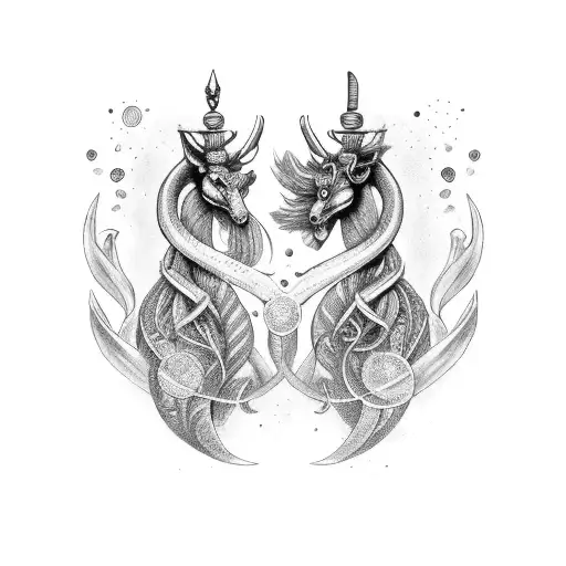 Aquarius and Capricorn chest scroll tattoo design idea