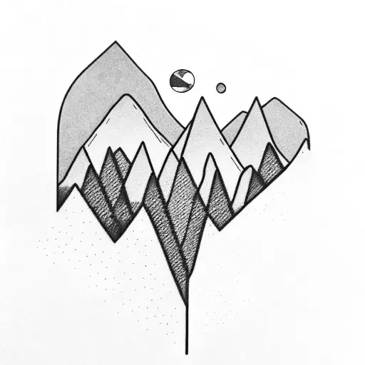mountains with waterfall tattoo design idea