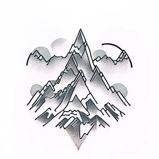 mountains with waterfall tattoo design idea