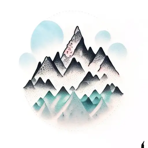 mountains with waterfall tattoo design idea