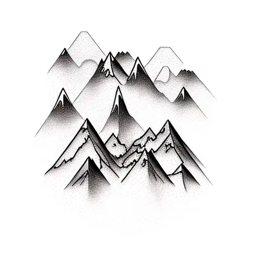 mountains with waterfall tattoo design idea