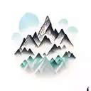 mountains with waterfall tattoo design idea