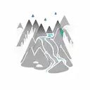 mountains with waterfall that flows down onto a pond tattoo design idea