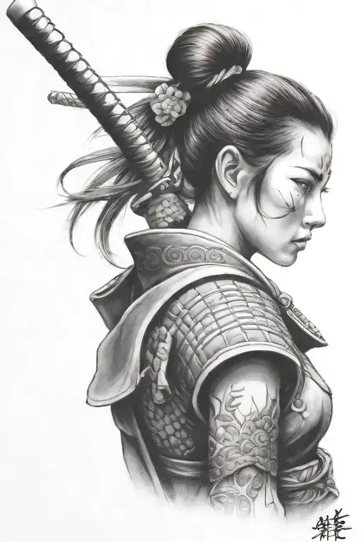 samurai girl tattoo design idea