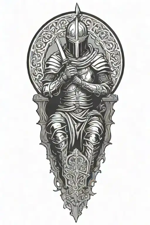 dark souls ashen one sitting alone tattoo design idea