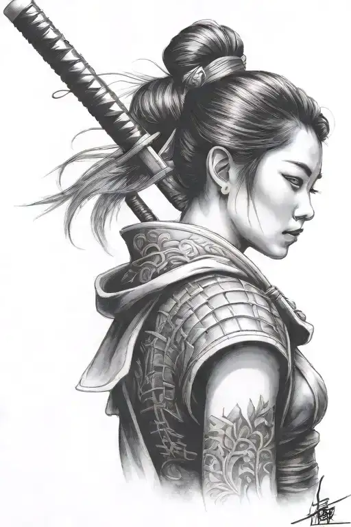 samurai girl tattoo design idea