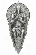 dark souls ashen one sitting alone tattoo design idea