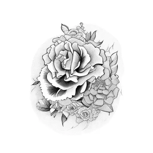 A unique combination of Flores and a horsein blackwork style tattoo design idea