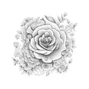 A unique combination of Flores and a horsein blackwork style tattoo design idea