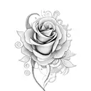 A unique combination of Flores and a horsein blackwork style tattoo design idea