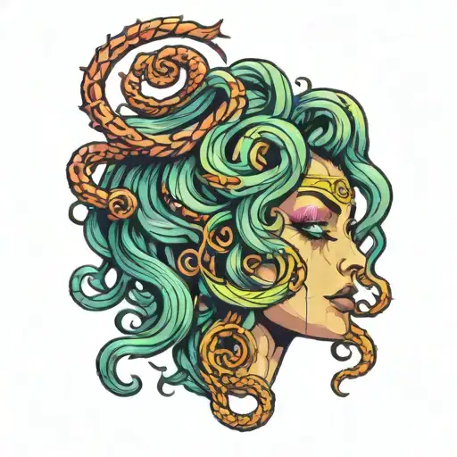 Cyberpunk medusa head tattoo design idea