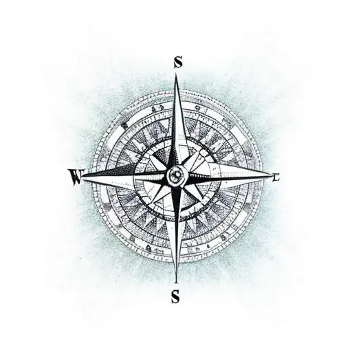 A compass rose surrounded by different sneaker designs tattoo design idea