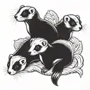 3 ferret. ferrets on the sides have an angel wing to side of them and a halo for the one in the middle tattoo design idea