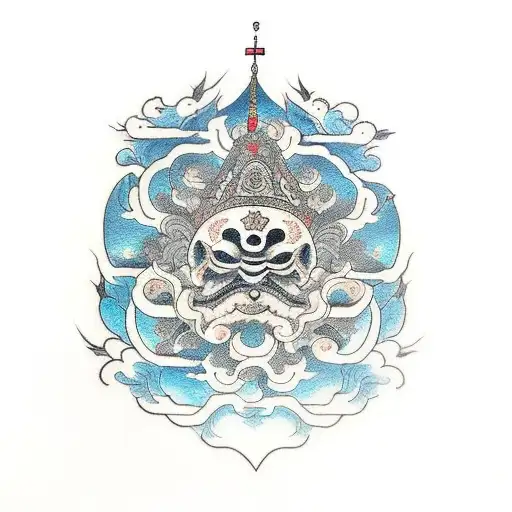 monastery tattoo design idea