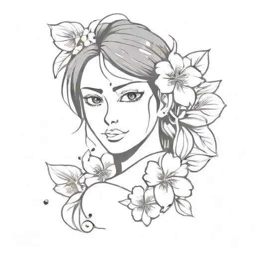 Nico robin arms, with hana hana no mi in the middle and flower petals scattered around the fruit tattoo design idea