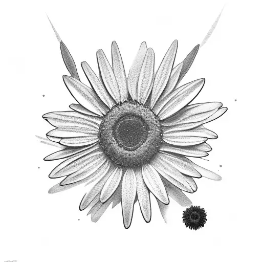 one black daisy and one white daist facing opposite way tattoo design idea