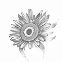 one black daisy and one white daist facing opposite way tattoo design idea