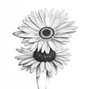 one black daisy and one white daist facing opposite way tattoo design idea
