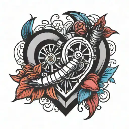 turbo and heart  tattoo design idea