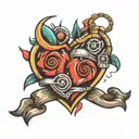 turbo and heart tattoo design idea