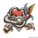 turbo and heart tattoo design idea