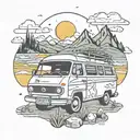 sweet Dog, Campervan, mountains, landscape, sun, Roadtrip, Joint, Weed, sea, happy, clean tattoo design idea
