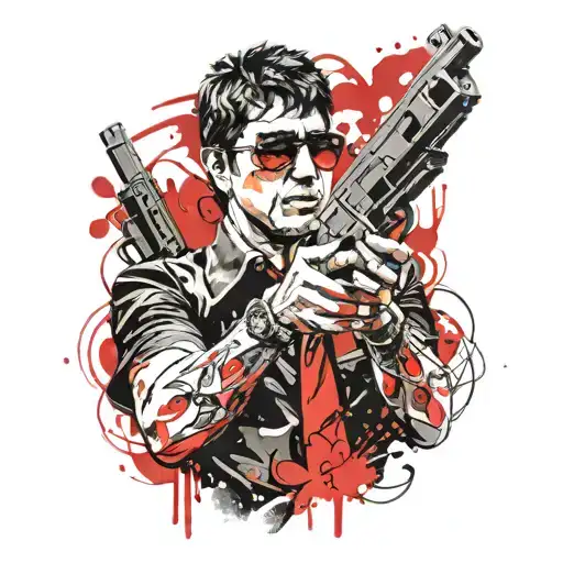 tony montana with gun tattoo design idea