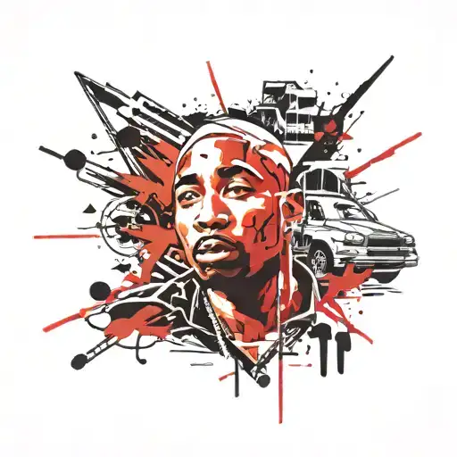 tupac pitbull cars tattoo design idea