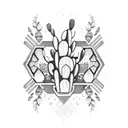 A Walmart shopping cart filled with ghostly cacti and crystals tattoo design idea
