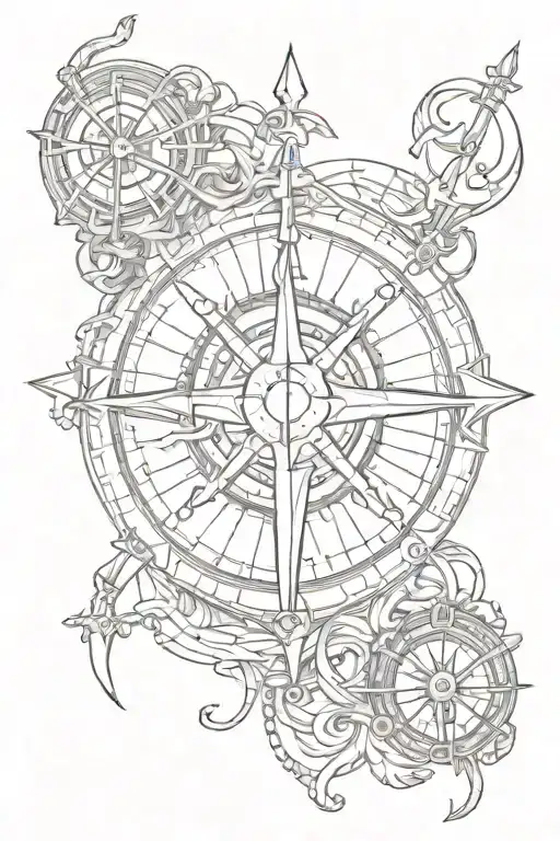 nautical anchor and viking compass tattoo design idea