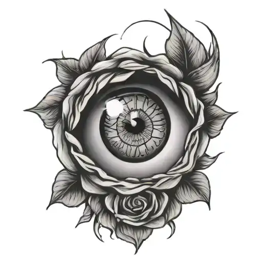 rose and sharingan eye tattoo design idea