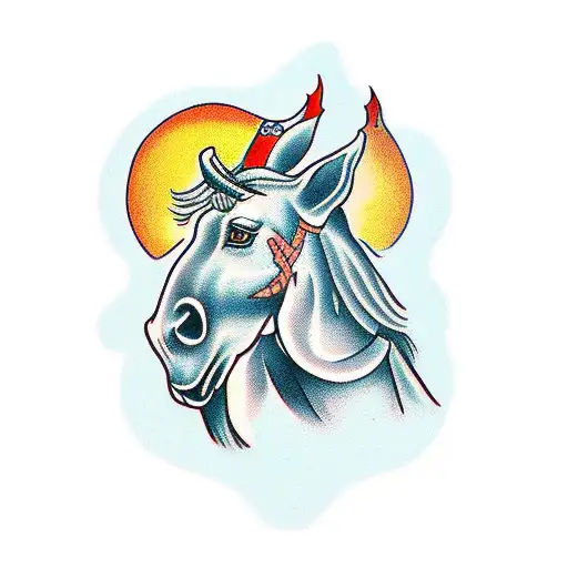 three horse heads tattoo design idea