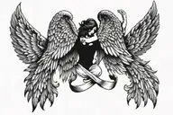 Psalms 91 between angel wings spread tattoo design idea