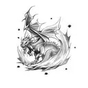 A fierce dragon holding a soccer ball in its claws tattoo design idea