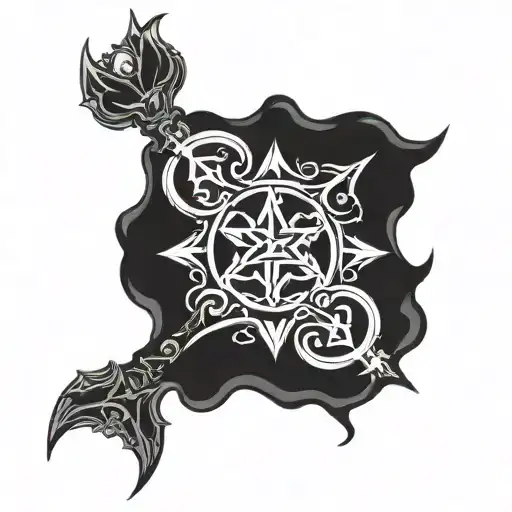 Malenia blade of miquella and elden ring logo intertwined tattoo design idea