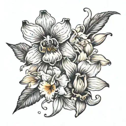 freesia coneflower orchid crowned tattoo design idea