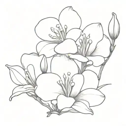 Freesia jasmine flowers tattoo design idea