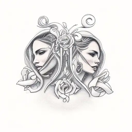 representation of love and union between three sisters tattoo design idea