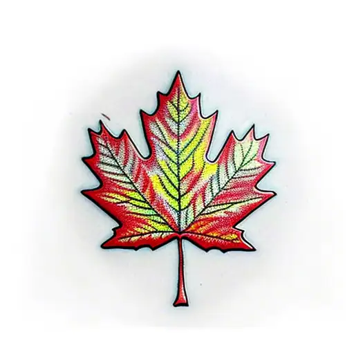 Canada flag maple leaf in orange and red autumn colours  tattoo design idea