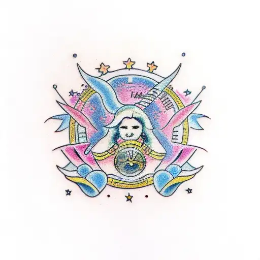 virgo astrology maiden tattoo design idea