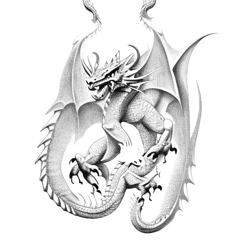 friendly western dragon sitting on pile of books tattoo design idea