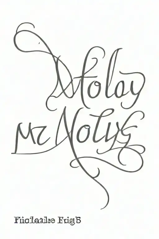 Molly, Michael, Isabelle names  in bold black tattoo design idea
