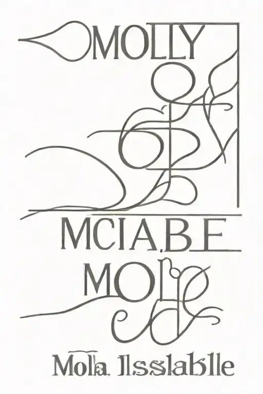 Molly, Michael, Isabelle names  in bold black tattoo design idea