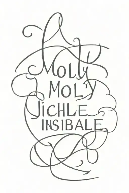 Molly, Michael, Isabelle names  in bold black tattoo design idea